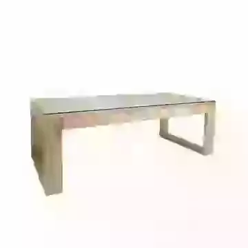 Mango Wood Rectangular Coffee Table with Sunray Parquet Design
